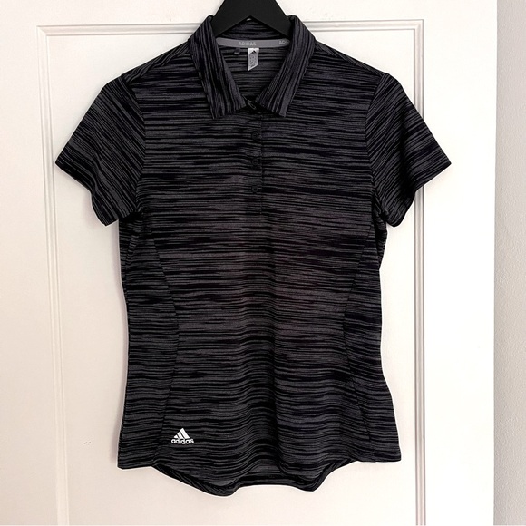 Adidas Golf Polo Short sleeve Space-dyed black & white grey shirt top Size Small - Picture 2 of 12